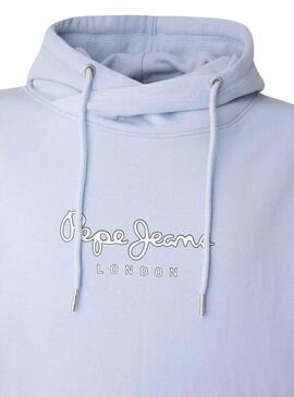 Felpa Pepe Jeans Edward Hoodie Blu per Uomo