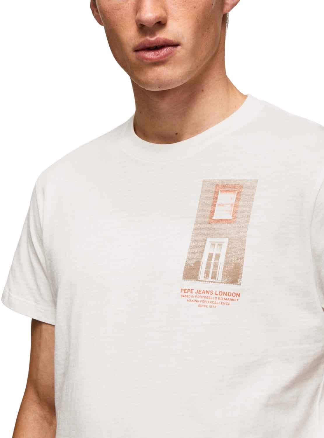 T-Shirt Pepe Jeans Ricco Bianco per Uomo