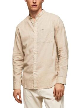 Camicia Pepe Jeans Levenshulme Beige per Uomo