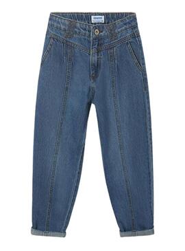 Pantaloni Mayoral Cropped Denim Slouch Blu Bambina