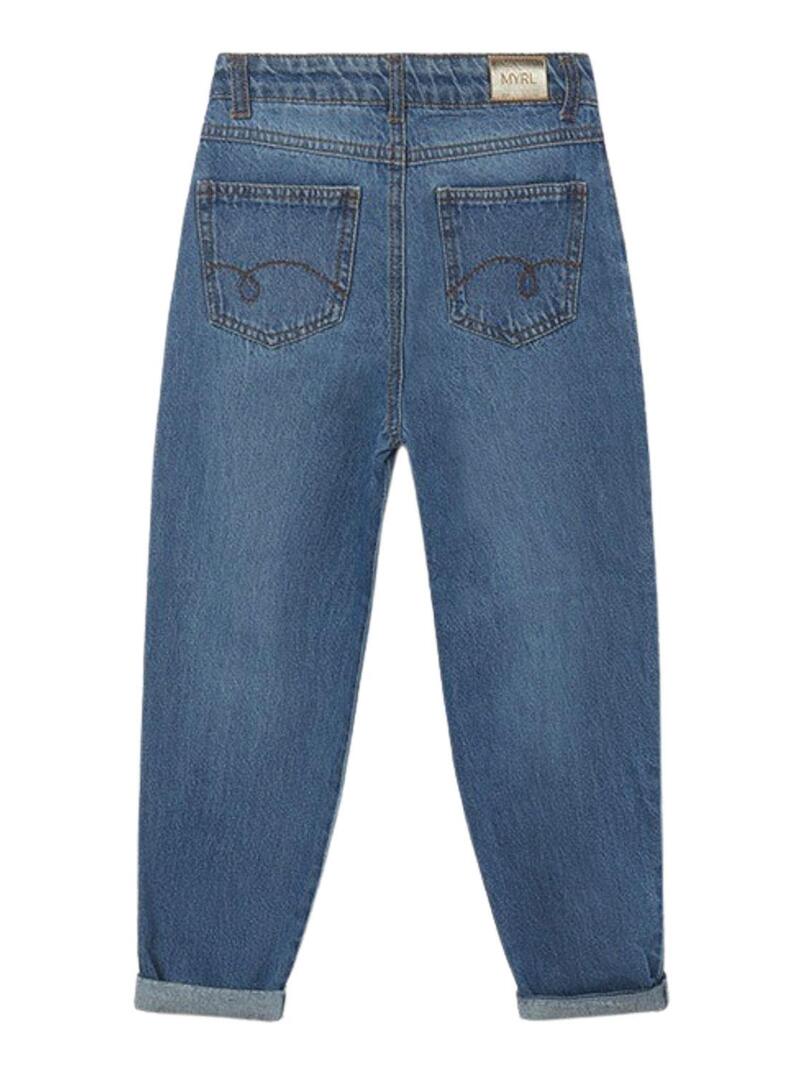 Pantaloni Mayoral Cropped Denim Slouch Blu Bambina