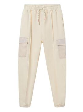 Pantaloni Mayoral Cropped Felpa Beige per Bambina