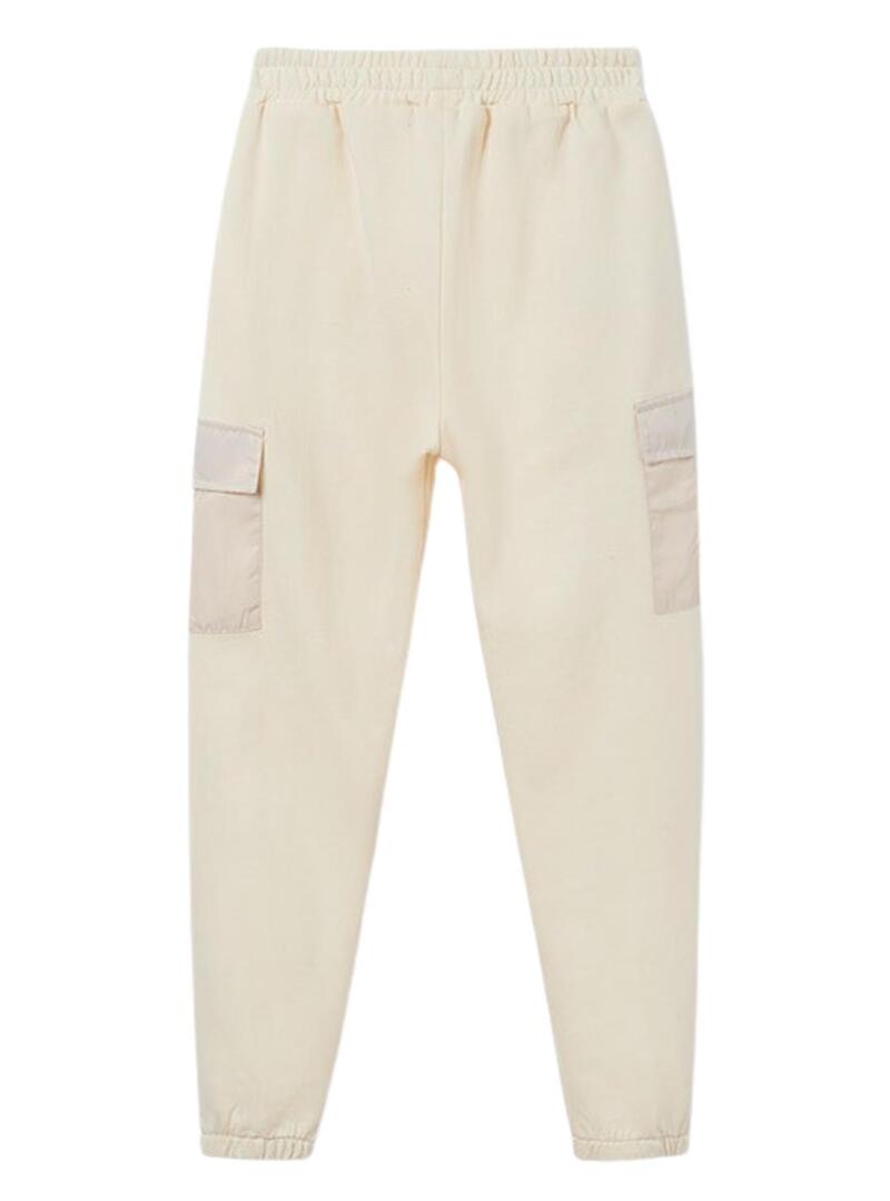 Pantaloni Mayoral Cropped Felpa Beige per Bambina