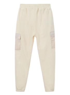 Pantaloni Mayoral Cropped Felpa Beige per Bambina