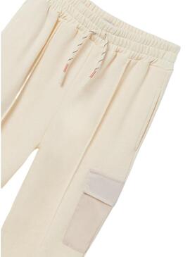 Pantaloni Mayoral Cropped Felpa Beige per Bambina