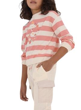 Pantaloni Mayoral Cropped Felpa Beige per Bambina