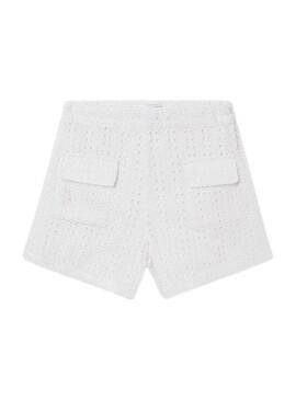 Short Mayoral Forato Bianco per Bambina