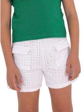 Short Mayoral Forato Bianco per Bambina