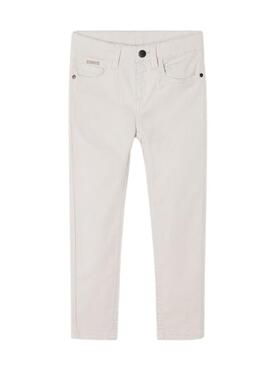 Pantaloni Mayoral Sarga Slim Fit Bianco per Bambino