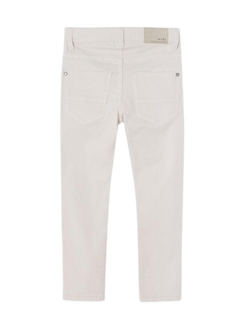 Pantaloni Mayoral Sarga Slim Fit Bianco per Bambino