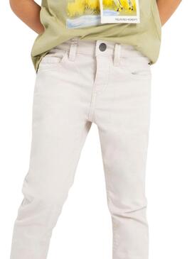 Pantaloni Mayoral Sarga Slim Fit Bianco per Bambino