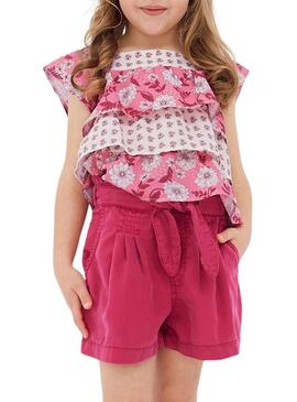 Pantaloni Corto Mayoral Fluido Rosa per Bambina