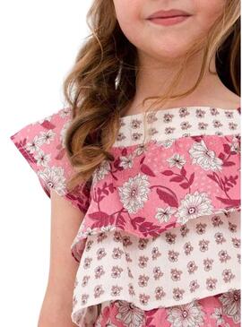 Blusa Mayoral Printed Combinato Rosa per Bambina