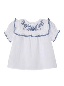 Blusa Mayoral Plumeti ricamati Bianco per Bambina