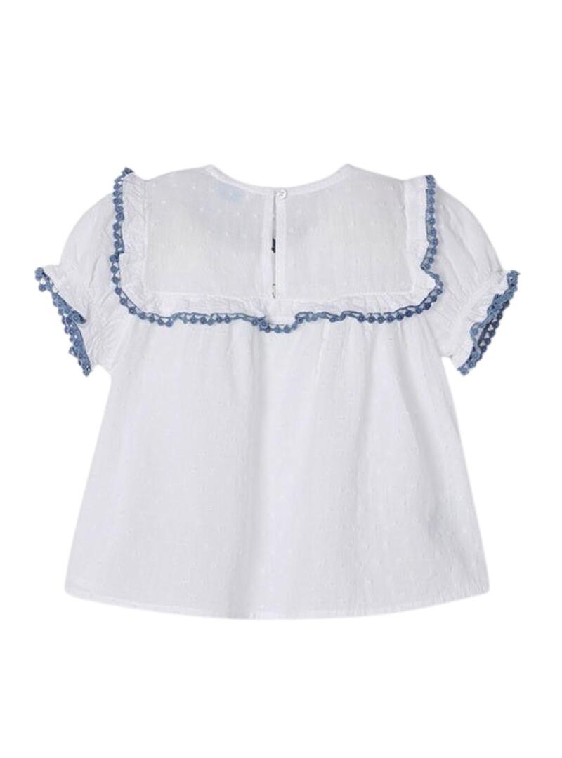 Blusa Mayoral Plumeti ricamati Bianco per Bambina