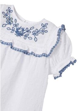 Blusa Mayoral Plumeti ricamati Bianco per Bambina