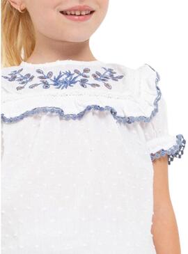 Blusa Mayoral Plumeti ricamati Bianco per Bambina