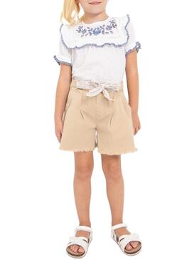 Blusa Mayoral Plumeti ricamati Bianco per Bambina