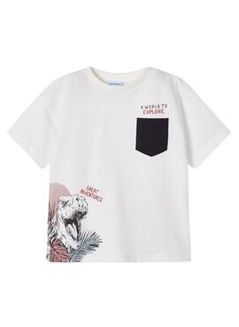 T-Shirt Mayoral Tasca Bianco per Bambino