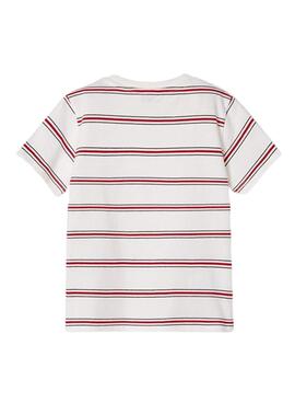 T-Shirt Mayoral Rayas Apliques Rosso per Bambino