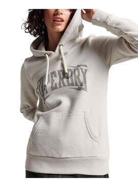 Felpa Superdry Vintage Embellish Grigio per Donna