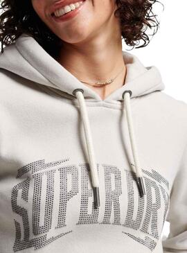 Felpa Superdry Vintage Embellish Grigio per Donna