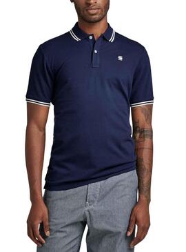 Polo G-Star Dunda Slim Stripe Blu Navy per Uomo