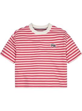 T-Shirt Tommy Hilfiger Breton Rosso per Bambina