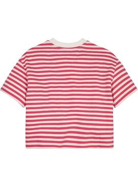 T-Shirt Tommy Hilfiger Breton Rosso per Bambina