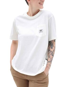 T-Shirt Vans Pocket Bianco per Donna