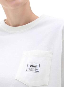 T-Shirt Vans Pocket Bianco per Donna