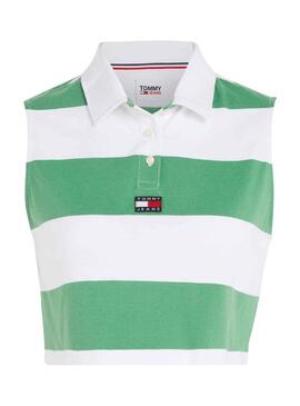 Polo Tommy Jeans Stripe Verde per Donna