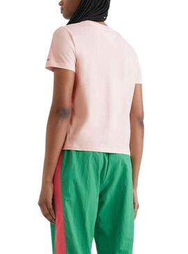 T-Shirt Tommy Jeans Serif Rosa per Donna