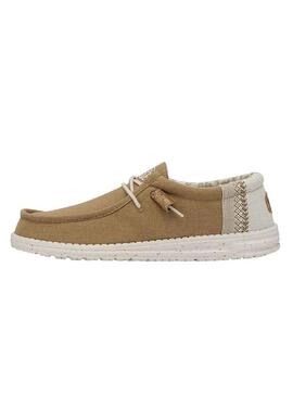 Scarpe Hey Dude Wally Linen Camel per Uomo