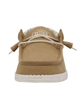 Scarpe Hey Dude Wally Linen Camel per Uomo