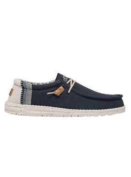 Scarpe Hey Dude Wally Linen Blu Navy Uomo