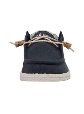 Scarpe Hey Dude Wally Linen Blu Navy Uomo