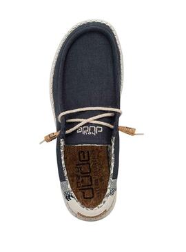 Scarpe Hey Dude Wally Linen Blu Navy Uomo
