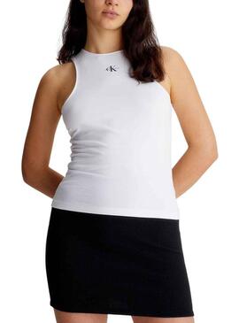 T-Shirt Calvin Klein Racer Bianco per Donna