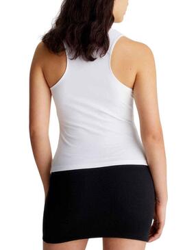 T-Shirt Calvin Klein Racer Bianco per Donna