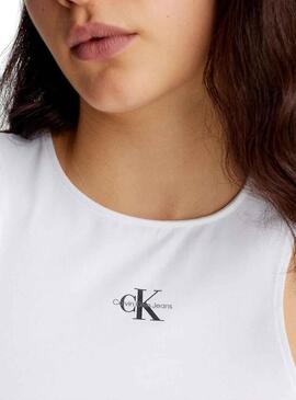 T-Shirt Calvin Klein Racer Bianco per Donna