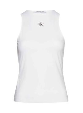 T-Shirt Calvin Klein Racer Bianco per Donna