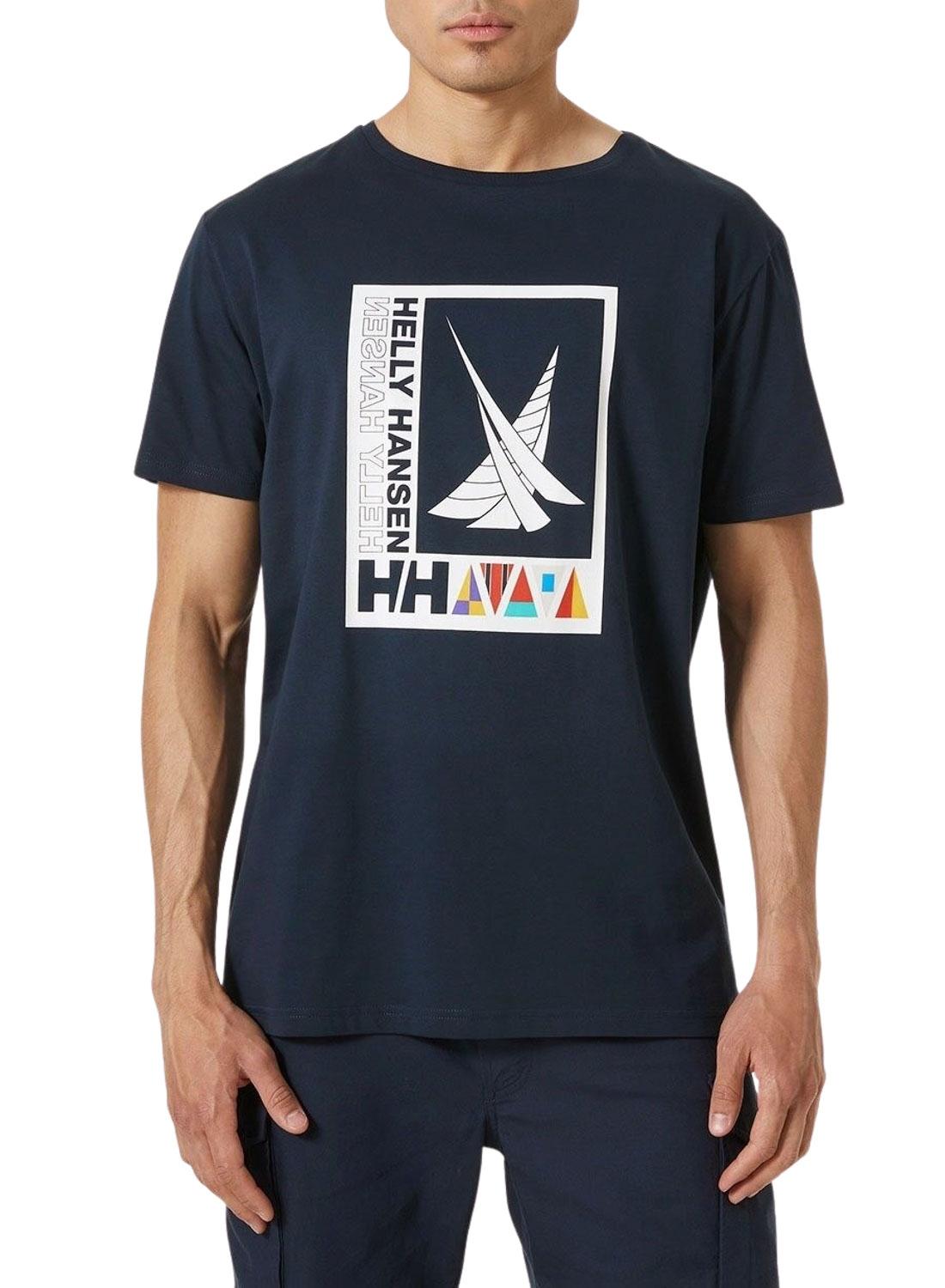 T-Shirt Helly Hansen Shoreline Blu Navy per Uomo