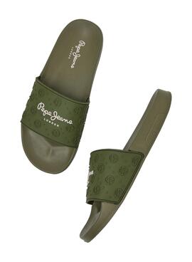 Flip flops Pepe Jeans Slider Plain Verde per Donna