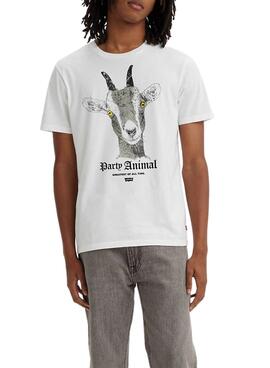 T-Shirt Levis Party Animal Bianco per Uomo