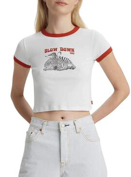 T-Shirt Levis Lent Down Bianco per Donna