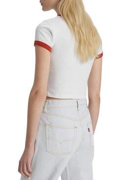 T-Shirt Levis Lent Down Bianco per Donna