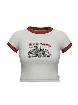 T-Shirt Levis Lent Down Bianco per Donna