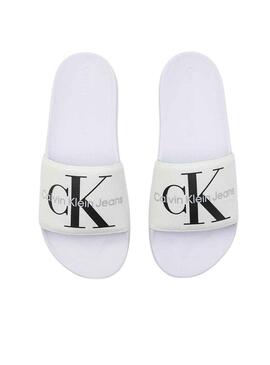 Flip flops Calvin Klein Monogram Bianco per Uomo