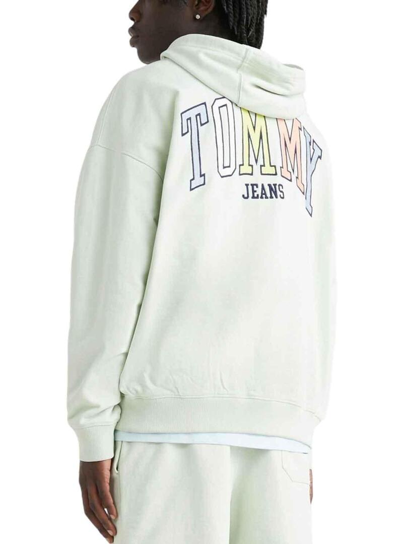 Felpa Tommy Jeans Ovz College Verde Uomo